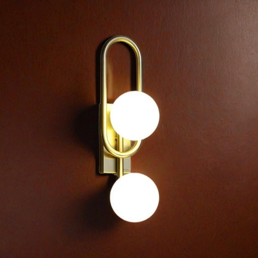 Modern Globe Wall Sconce, 2-Light Brass Finish, Contemporary Wall Mount Light Fixture - Image 3