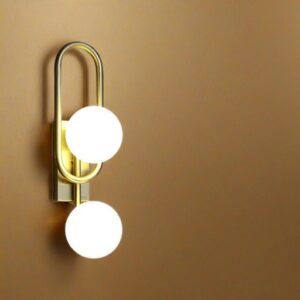 Modern Globe Wall Sconce, 2-Light Brass Finish, Contemporary Wall Mount Light Fixture