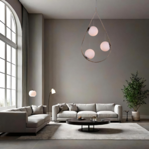 Teardrop Pendant Light, 3 Globe Glass Spheres, Brass Finish