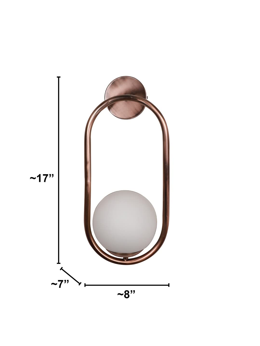 HL Home Lighting Copper Oval Contemporary Wall Lamp With Beautiful Frost Globe Glass - Image 3