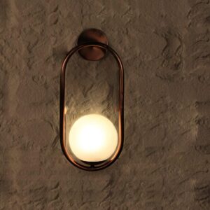 HL Home Lighting Copper Oval Contemporary Wall Lamp With Beautiful Frost Globe Glass