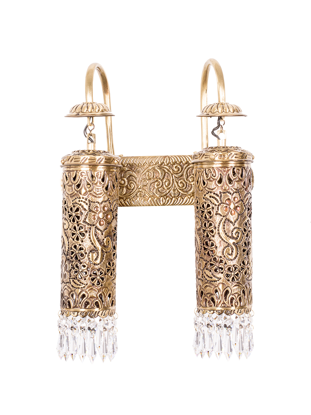 Cylinder Double Brass Wall Hand Carved Lamp - Image 5