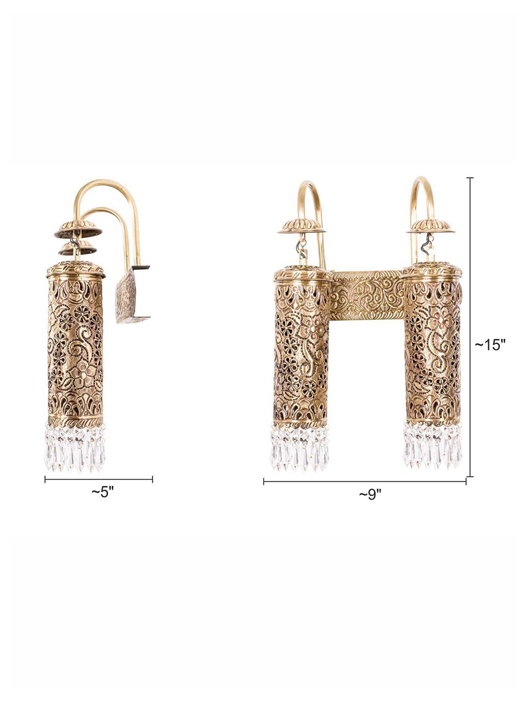 Cylinder Double Brass Wall Hand Carved Lamp - Image 7