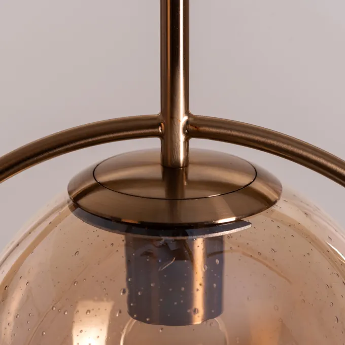 Modern Pendant Light with Glass Globe Shade and Metal Ring, Minimalist Hanging Ceiling Lamp - Image 8