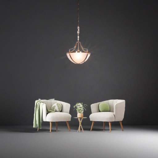 Modern Bowl Pendant Light, Frosted Glass Shade, Antique Brass Chain, Ceiling Mount - Image 3