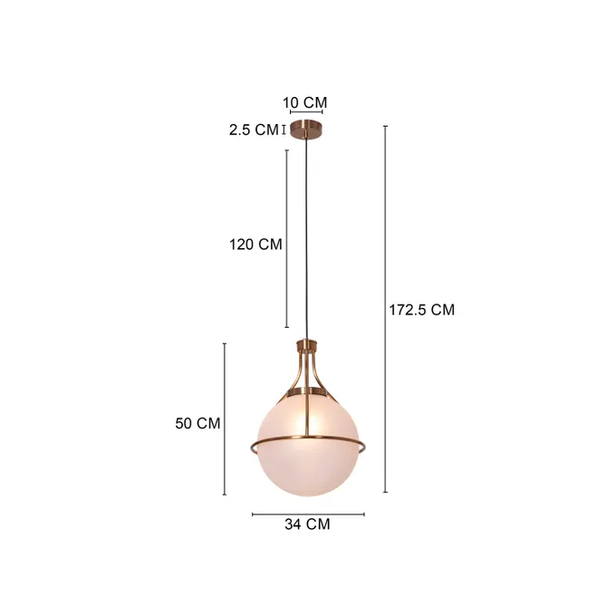 Modern Globe Pendant Light, Glass Shade with Brass Frame, Hanging Ceiling Lamp - Image 7