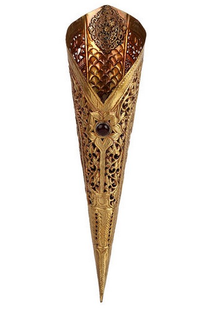 Sun Mashal Small Torch Brass Light Hand Carved - Image 3