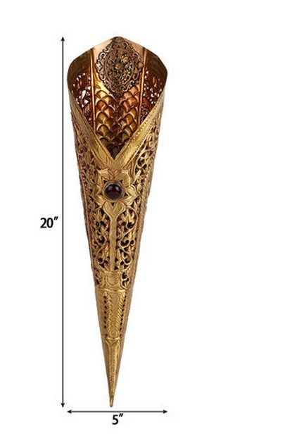 Sun Mashal Small Torch Brass Light Hand Carved - Image 4