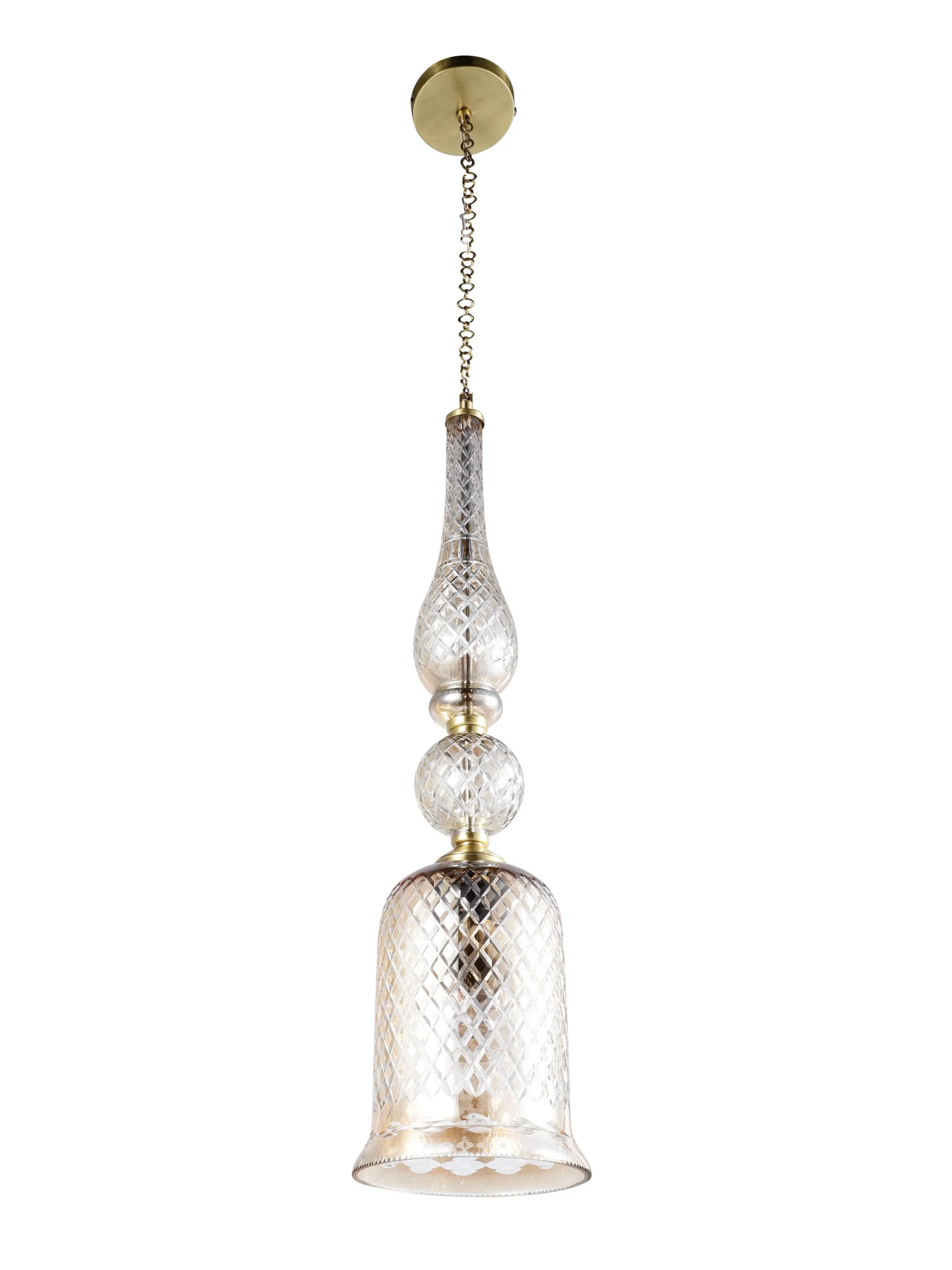 Liquid Glass Pendant Light, Single Light Hanging Lamp, Diamond Cut Design - Image 3