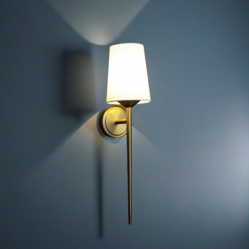 Modern Wall Sconce Light, Brass Finish, White Frost Glass , Up Lighting - Image 2