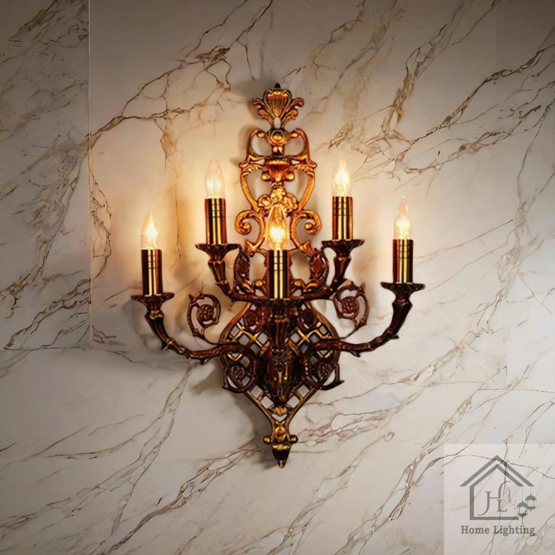 HL Home Lighting Vintage Wall Sconce, 5-Light Candle Style, Antique Bronze Finish - Image 4