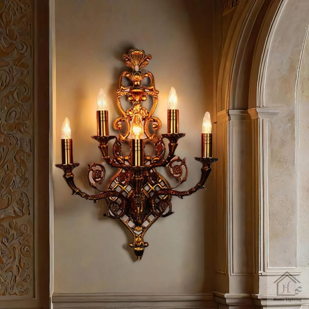 HL Home Lighting Vintage Wall Sconce, 5-Light Candle Style, Antique Bronze Finish - Image 3