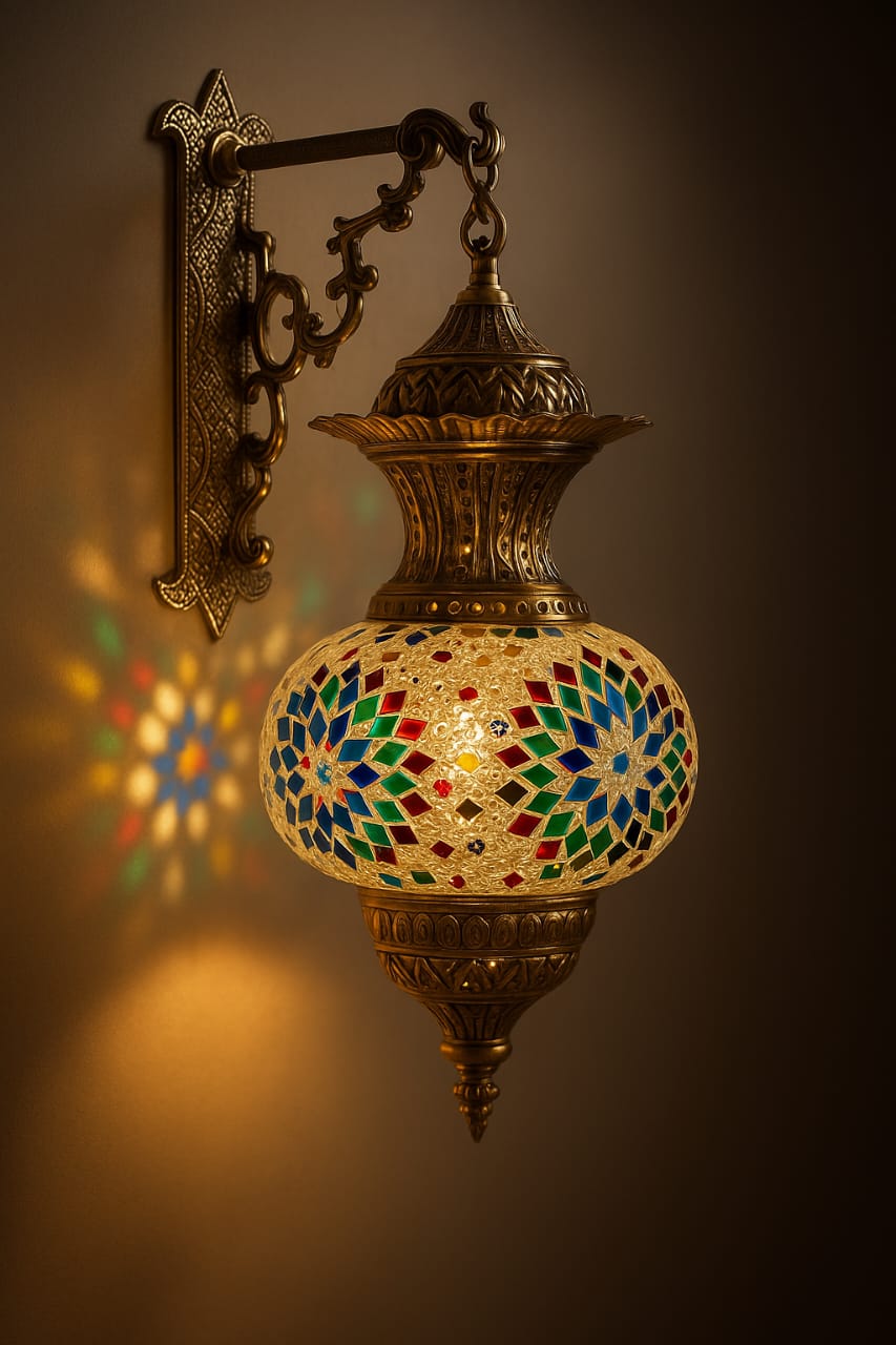 D-70 Turkish Glass Brass Light