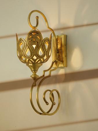 Gold Antique Hand Carved Irregular Lamp With Brass Material - Image 2