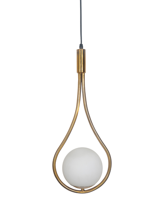 Modern Globe Pendant Light, Gold Metal Frame, White Glass Shade, Teardrop Design - Image 6
