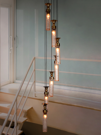 Hanging Cluster Light, Glass Shades, Decorative 7-Light - Image 2