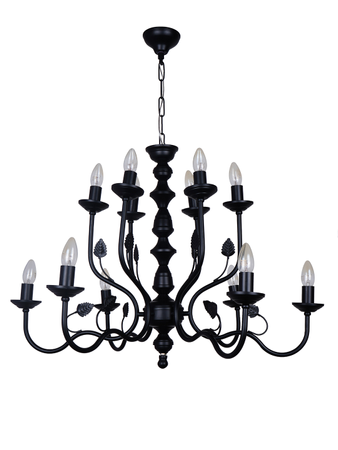 Vintage Style Black Iron Chandelier with 12 Candle Lights - Image 3