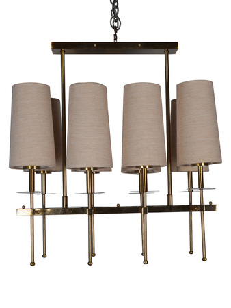 Elegant Chandelier with Fabric Shades, 8 Lights, Antique Brass Finish - Image 6