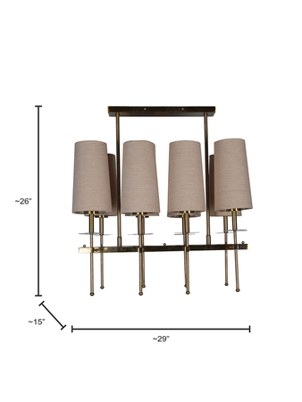 Elegant Chandelier with Fabric Shades, 8 Lights, Antique Brass Finish - Image 5