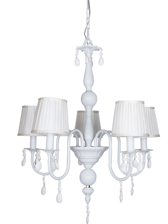 Vintage Style Chandelier with 5 Arms, Cream Shades, and Crystal Accents - Image 2