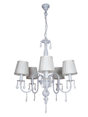 Vintage Style Chandelier with 5 Arms, Cream Shades, and Crystal Accents - Image 3
