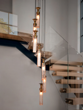 Hanging Cluster Light, Glass Shades, Decorative 7-Light
