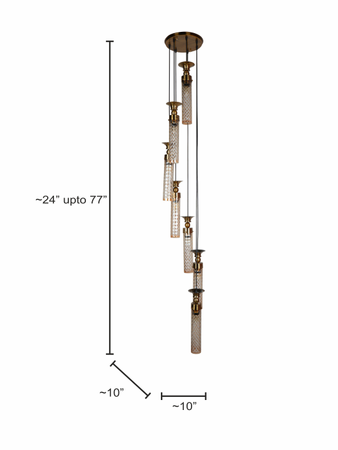 Hanging Cluster Light, Glass Shades, Decorative 7-Light - Image 5