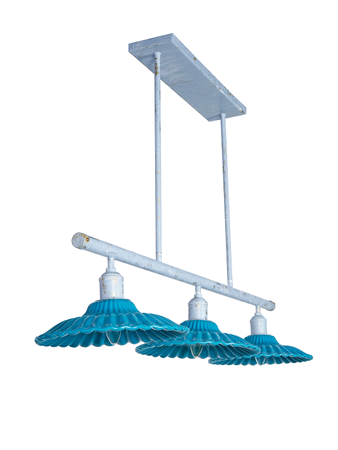 Ceramic Linear Chandelier – 3 Round Ribbed Shades - Image 3