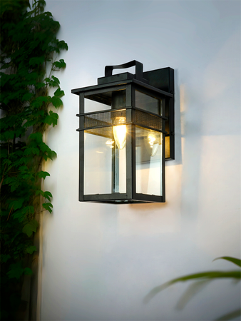 Modern Black Rectangle Glass Box Outdoor Wall Sconce
