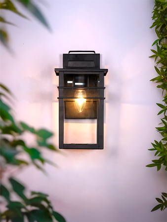 Modern Black Rectangle Glass Box Outdoor Wall Sconce - Image 2