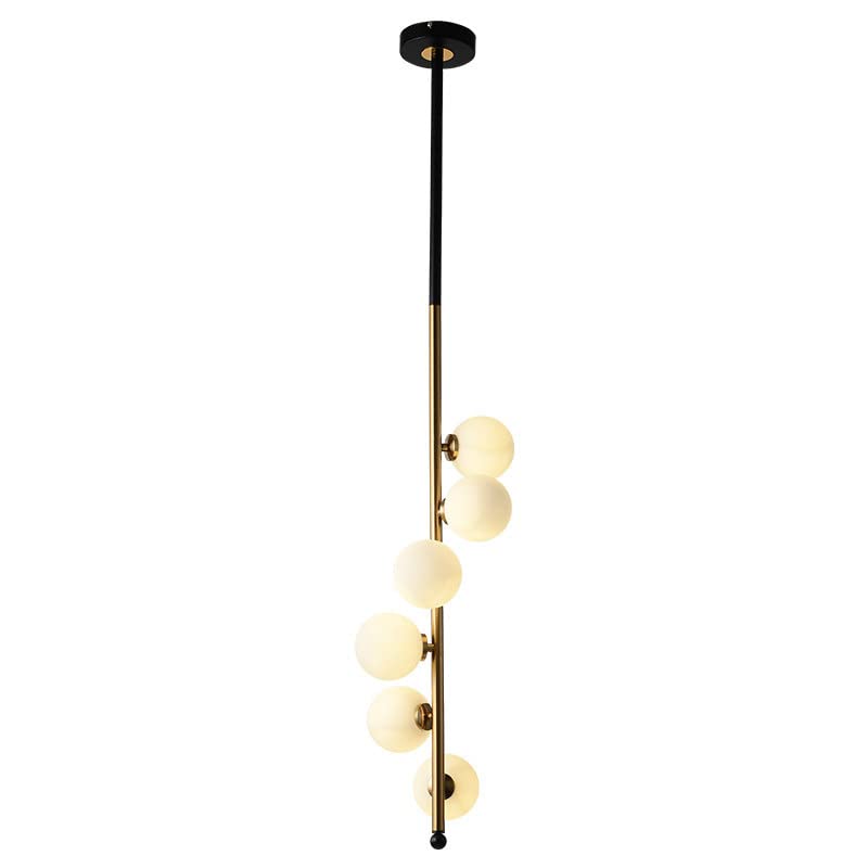 HL HOMELIGHTING Modern Linear Chandelier, 6-Light Gold Metal with Glass Globe Shades, Chandeiler Light, Black and6 Gold - Image 7