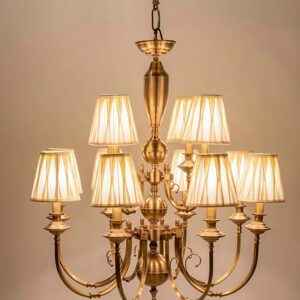 HL HOMELIGHTING Vintage Chandelier, 6-Light Brass with Fabric Shades, Gold