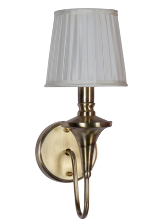Gold Brass Flash Wall Lamp with White Fabric Shade - Image 7