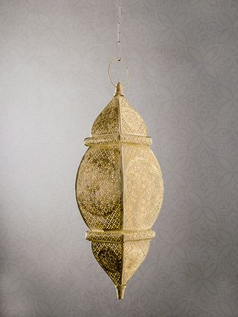 Moroccan Mughal Gold Hanging Lamp - Image 3