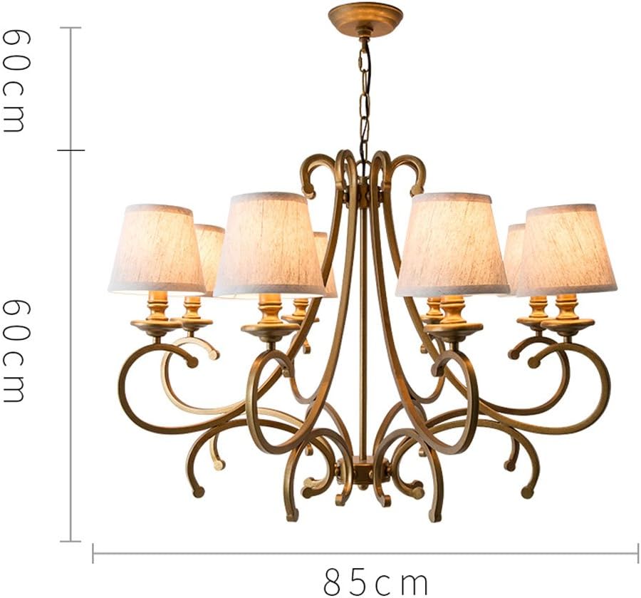 Traditional 8-Light Chandelier, Bronze Metal Frame with White Fabric Shades, Adjustable Chain Mount - Image 3
