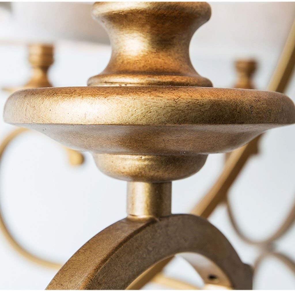 Traditional 8-Light Chandelier, Bronze Metal Frame with White Fabric Shades, Adjustable Chain Mount - Image 4