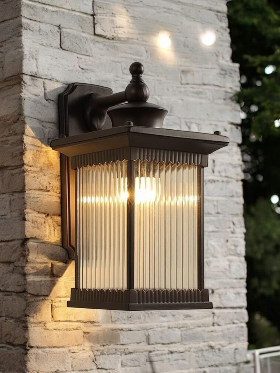 Outdoor Black Finish Half-Shade Wall Light - Image 8