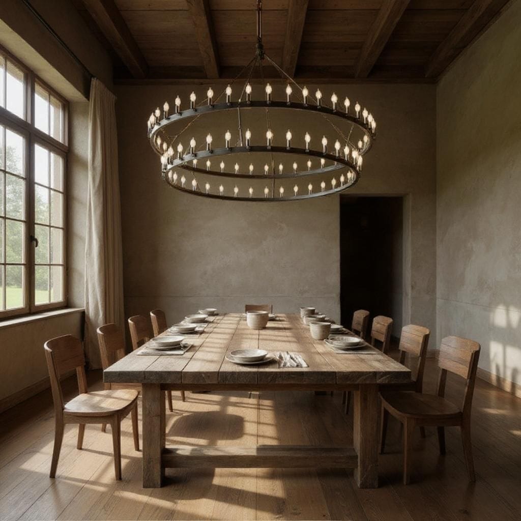 Double Ring Chandelier, 36-Light LED Candle Style, Modern Rustic Design, Large Ceiling Light Fixture for Dining Room - Image 4