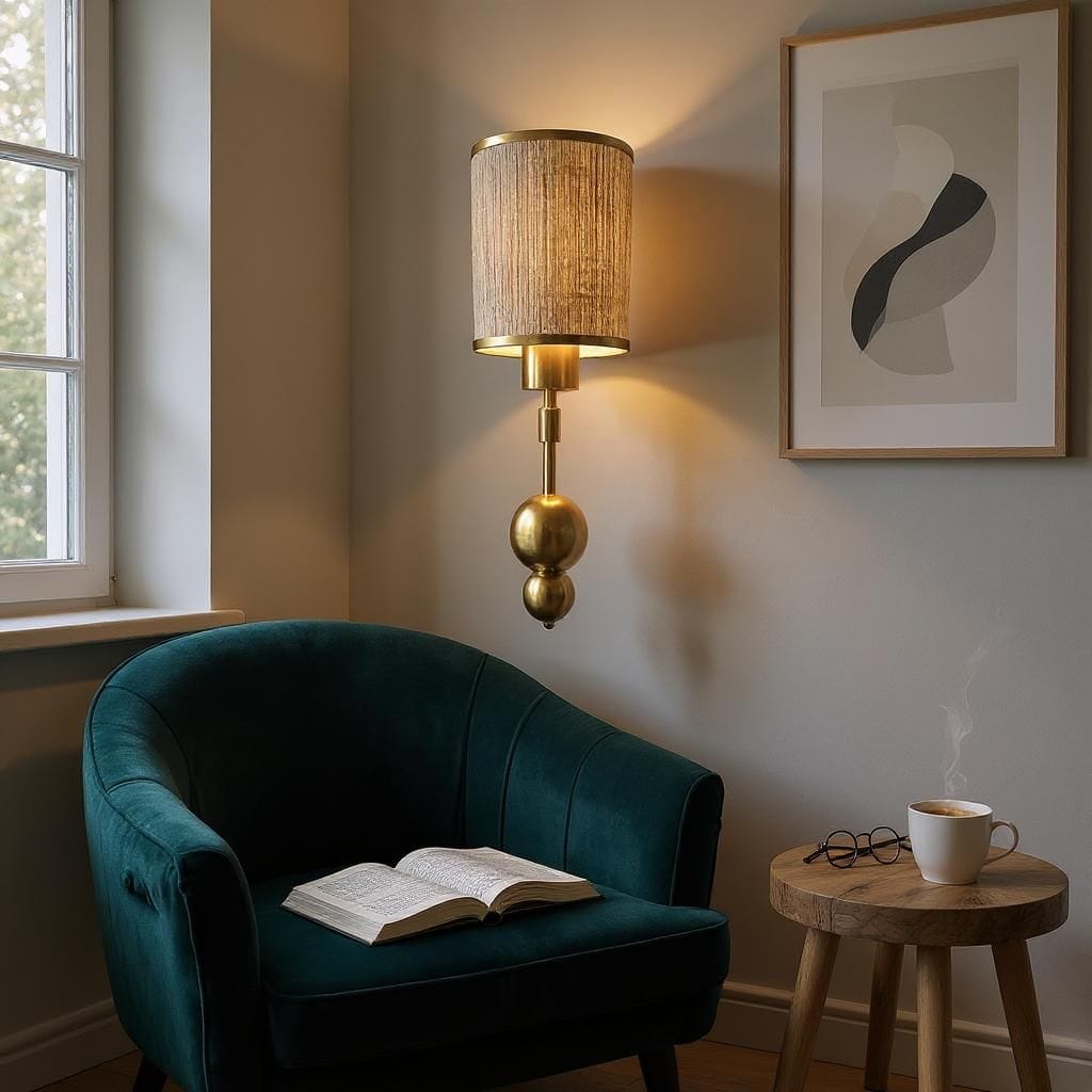 Elegant Jute Fabric Shade Wall Sconce - Image 3