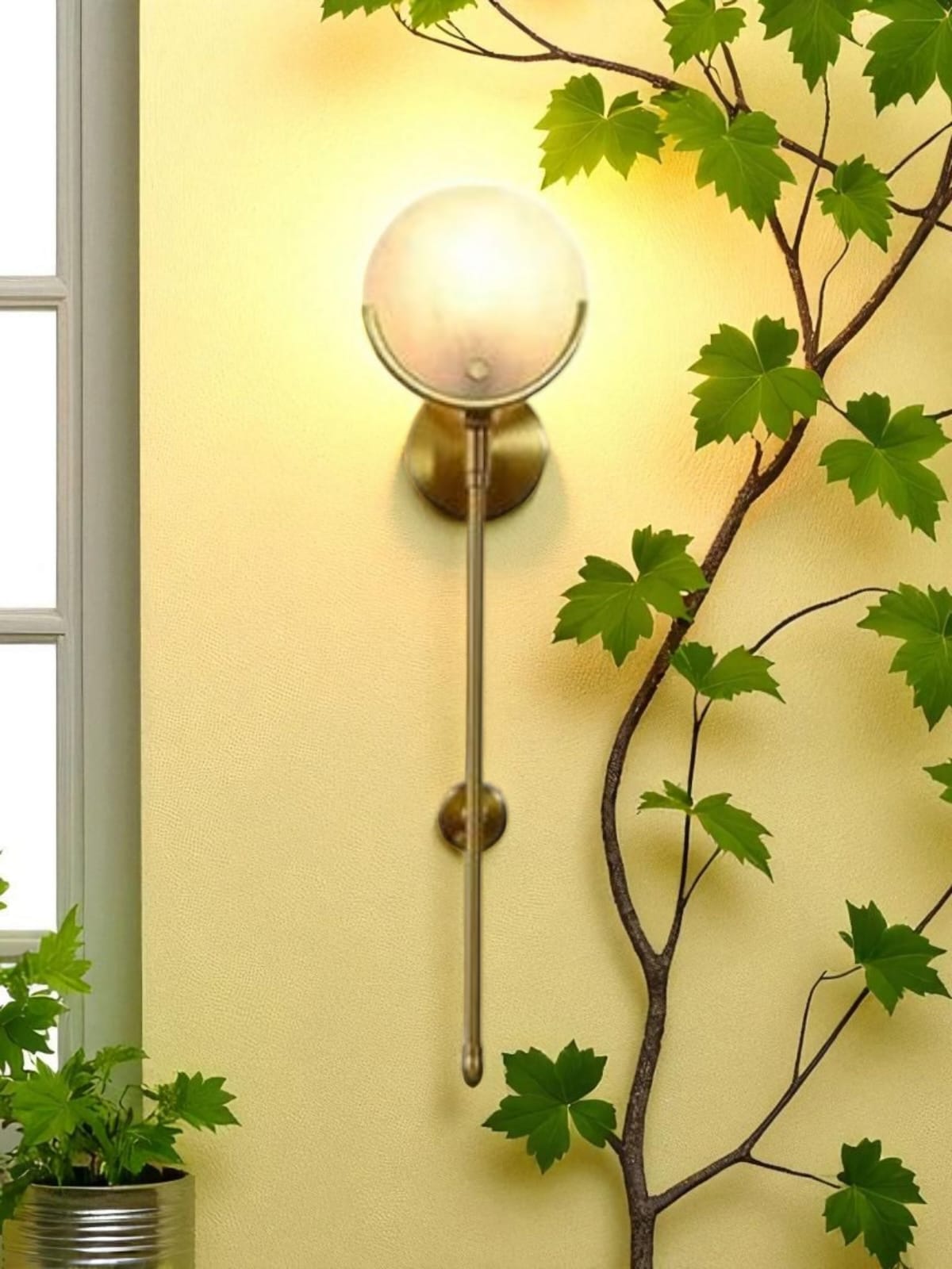 Modern Round Marble White Brass Wall Lamp - Image 7