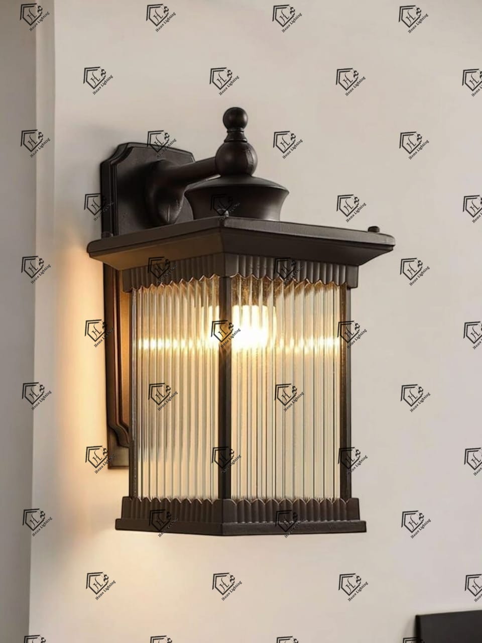 Outdoor Black Finish Half-Shade Wall Light - Image 3