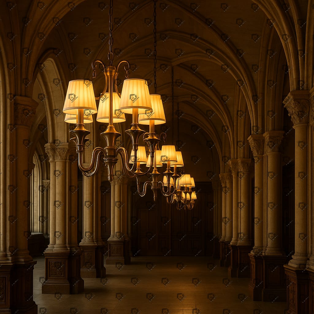 HL HOMELIGHTING Traditional Brass Chandelier, 5-Light Pendant with White Fabric Shades, Chain-Mounted Ceiling Light - Image 7